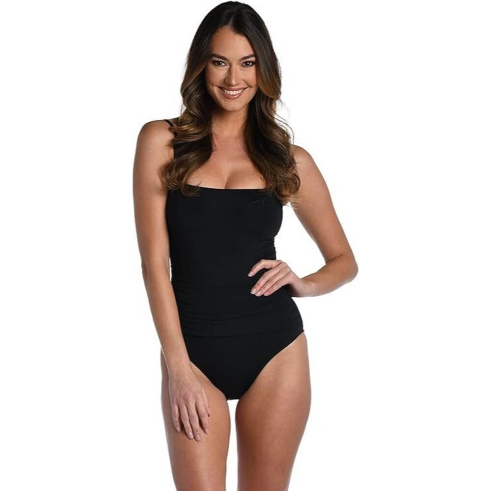 La Blanca Womens Island Goddess Lingerie One Piece Swimsuit, Black, 16 Plus